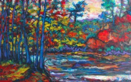 Instant at Dunbar stream, Fredericton. oil on canvas, 48x30in.