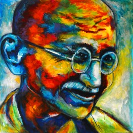 SOLD - Portrait of Mahatma Gandhi, 2013, oil on canvas 40x40in