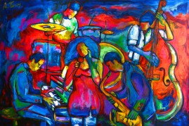 Jamming, 2014, oil on canvas 72x48in (SOLD)