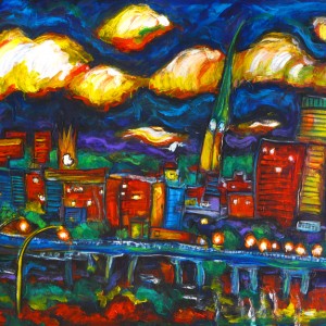 Saint John, city skyline.  Print on stretched canvas (Ready to hang)