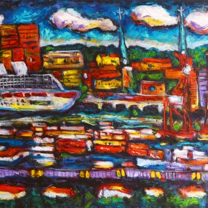 Saint John, view to the port.  Print on stretched canvas (Ready to hang)
